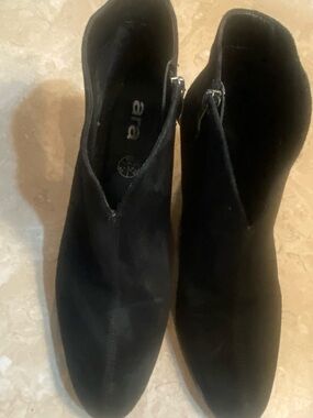 Ara Black Suede Women’s Ankle Booties with Side Zipper